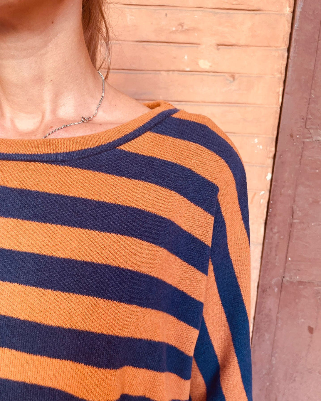 Maglia Ayaka righe blu e arancio