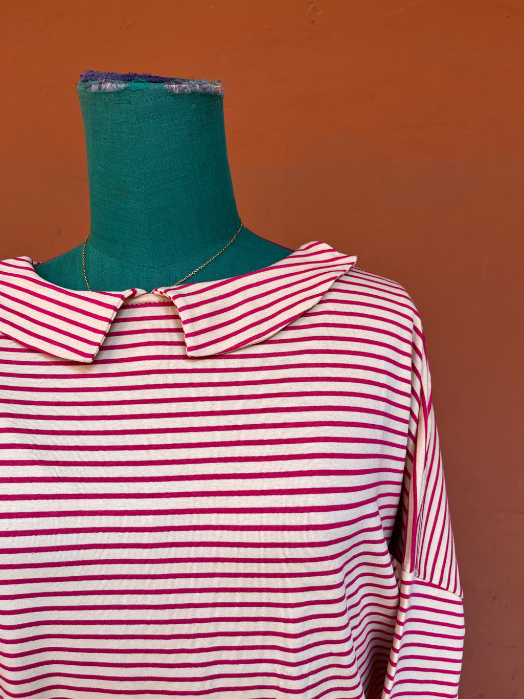 Maglia Candy a righe crema e lampone
