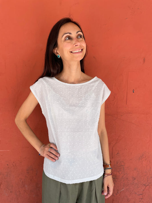 Blusa Emily in plumetis di cotone menta