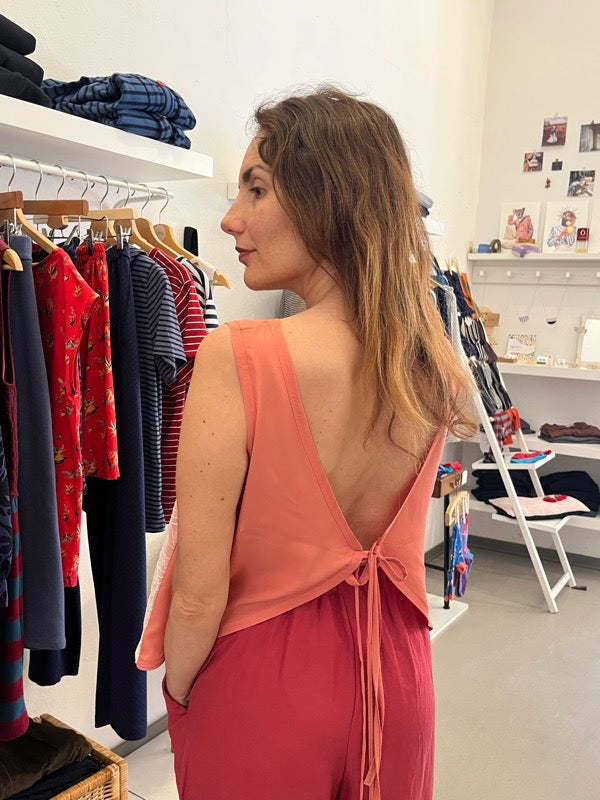 Nina canotta : gilet in seta rosa