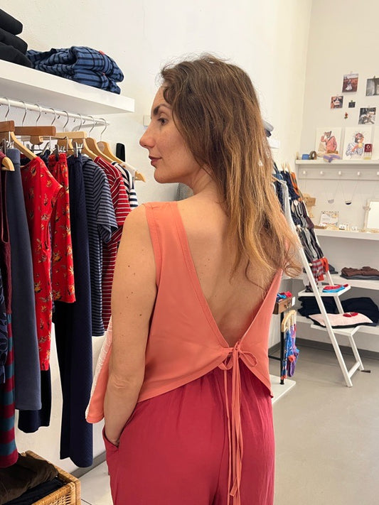 Nina canotta : gilet in seta rosa