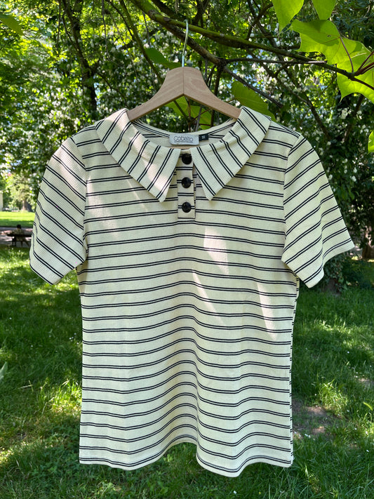 Rainbow Polo con colletto righine panna e nero
