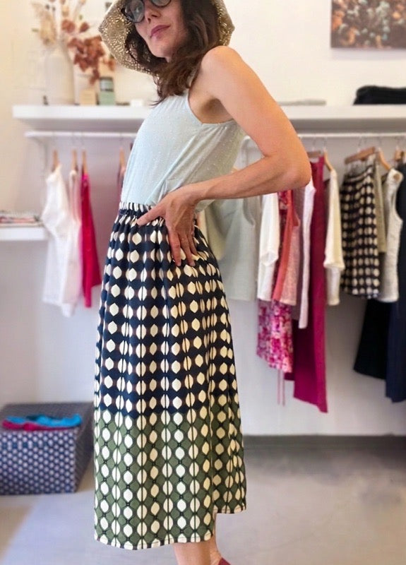Gonna con elastico midi viscosa Chicco di caffè