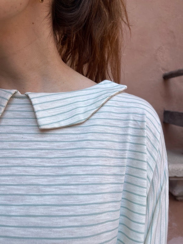 Maglia Candy cotone righe panna e menta