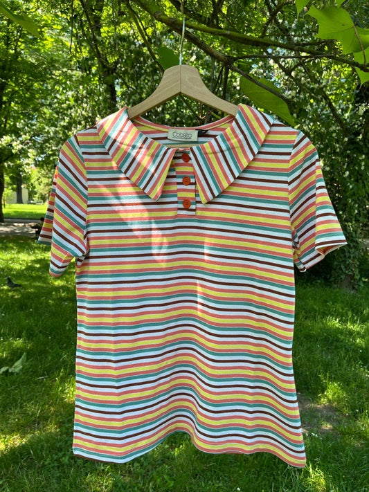 Rainbow Polo con colletto a righine multicolore