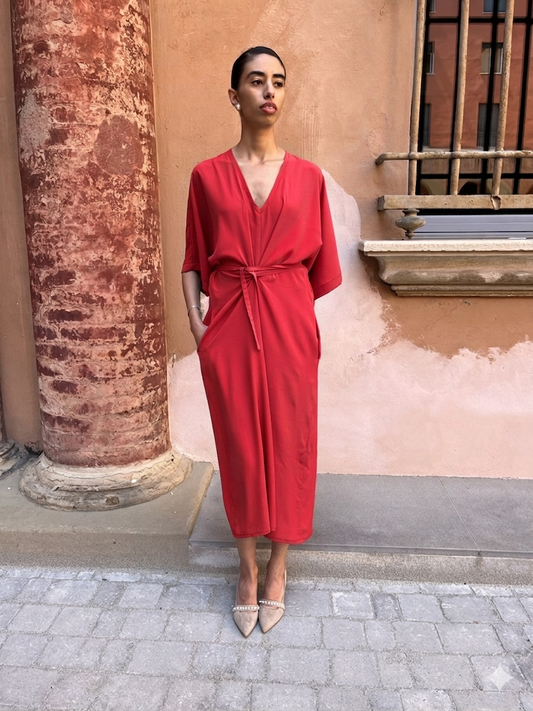 Dea abito in seta rosso