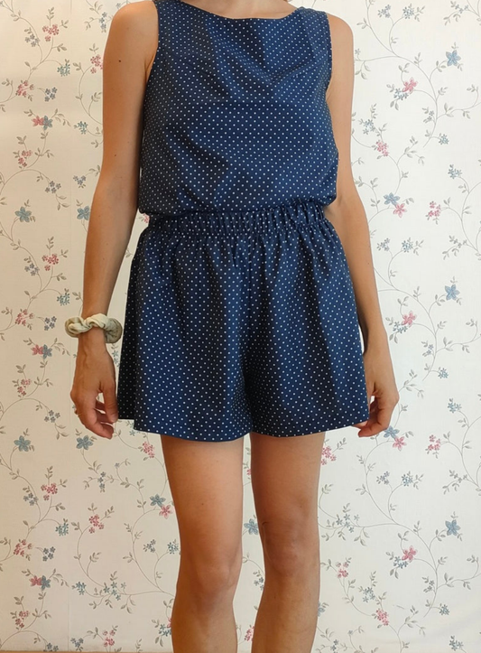 Shorts in cotone a pois blu