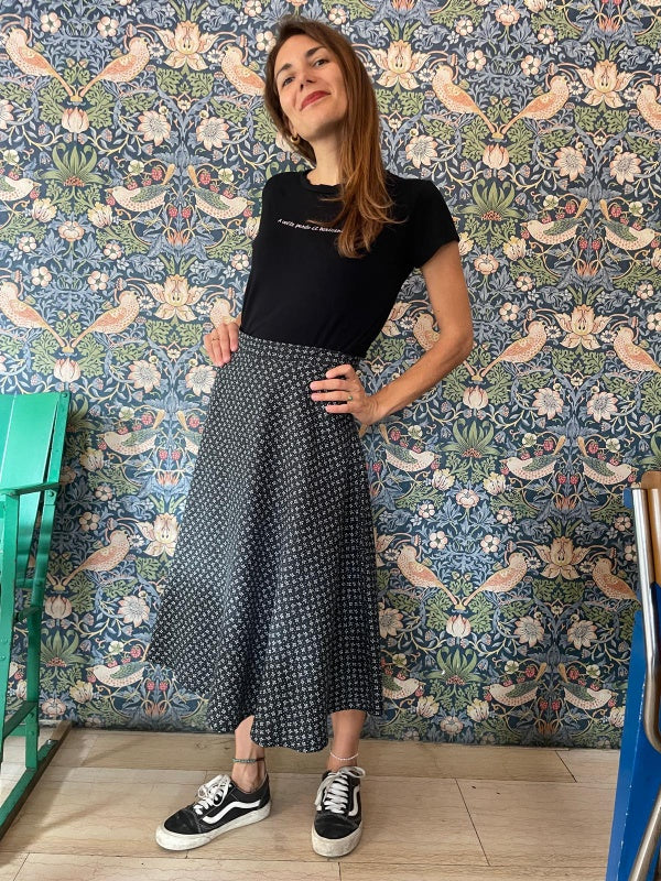 Ruby  gonna midi a ruota a fiorellini