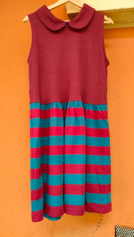 Abito Alice bordeaux e righe in cotone