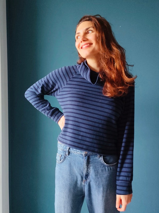 Maglioncino Cloudy in caldo cotone righe blu