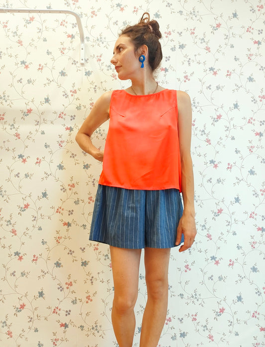 Canotta Audrey in seta rosso valentino