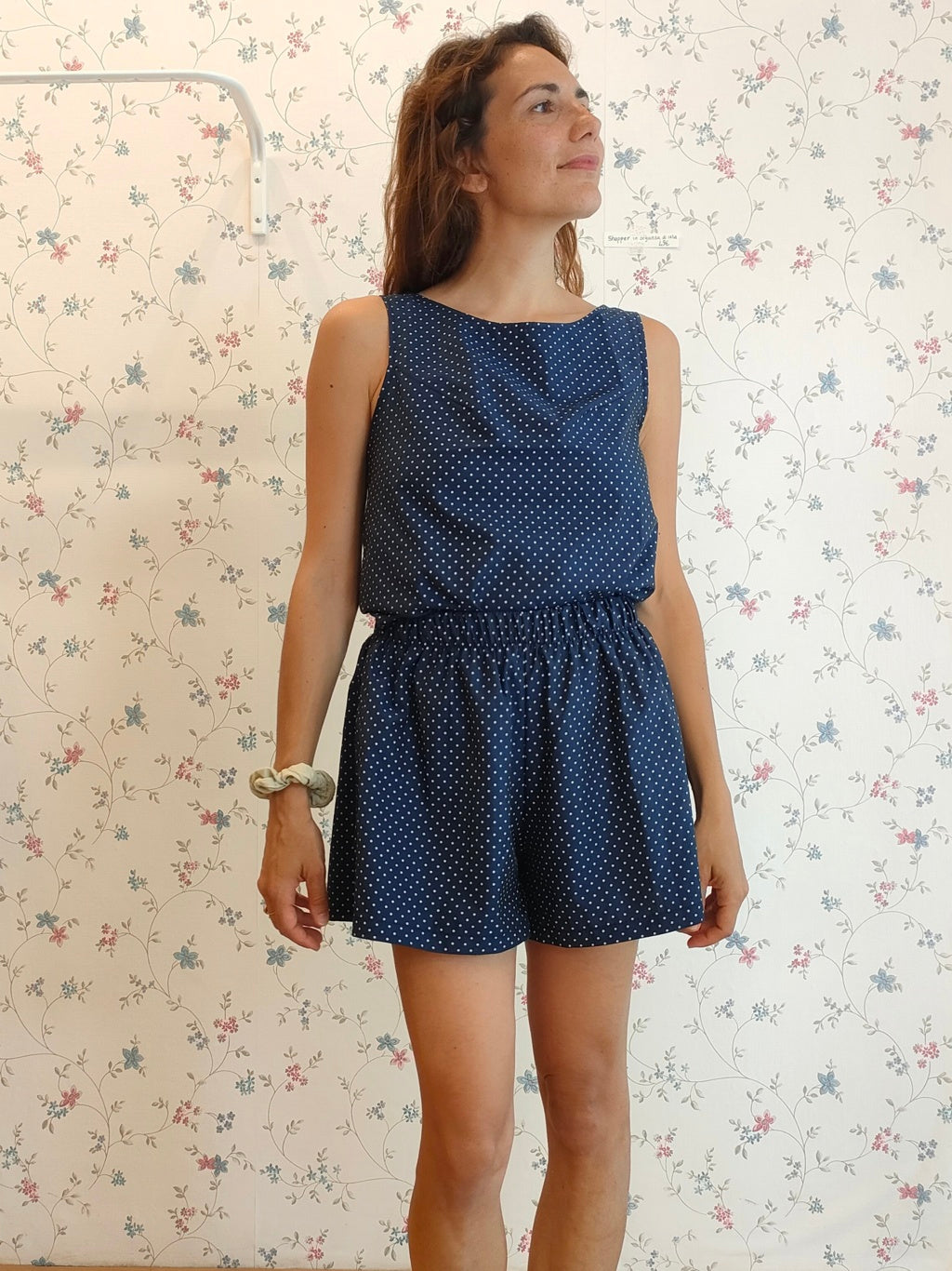 Shorts in cotone a pois blu
