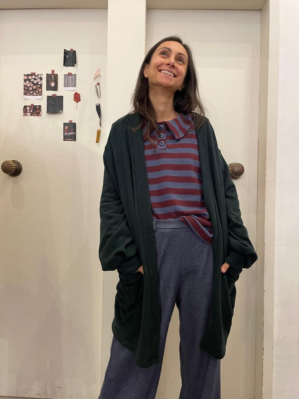 Maxi cardigan Anita caldo cotone verde