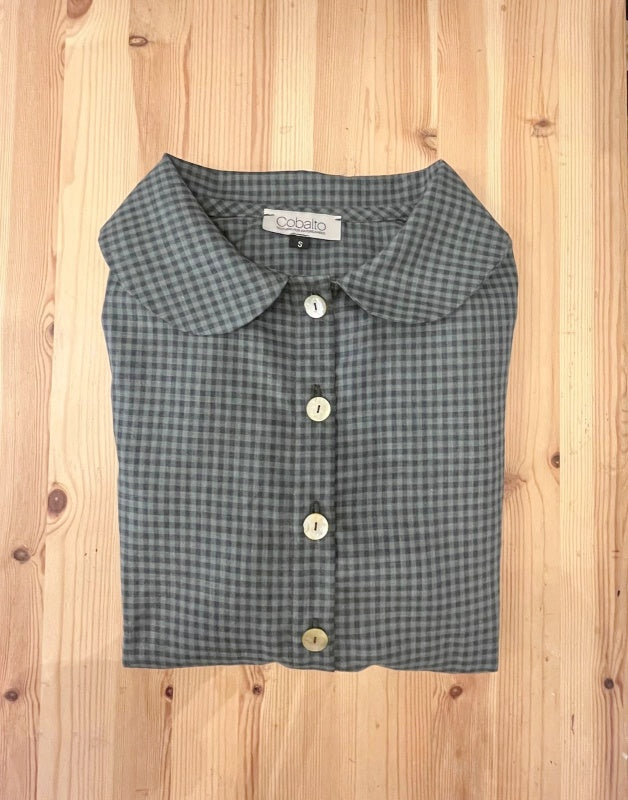 Camicetta Sofia scacco vichy verde in cotone