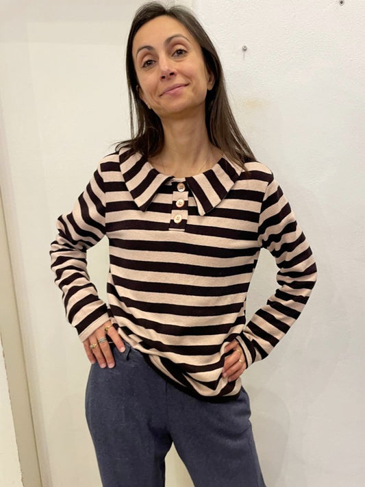 Winter Rainbow righe nero e cipria caldo cotone