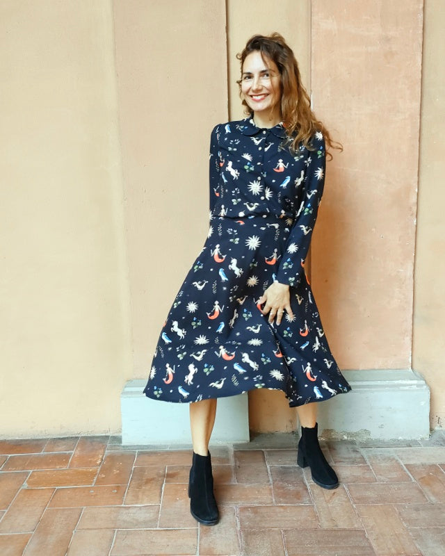 Camicetta fantasia bestiario alchemico in viscosa