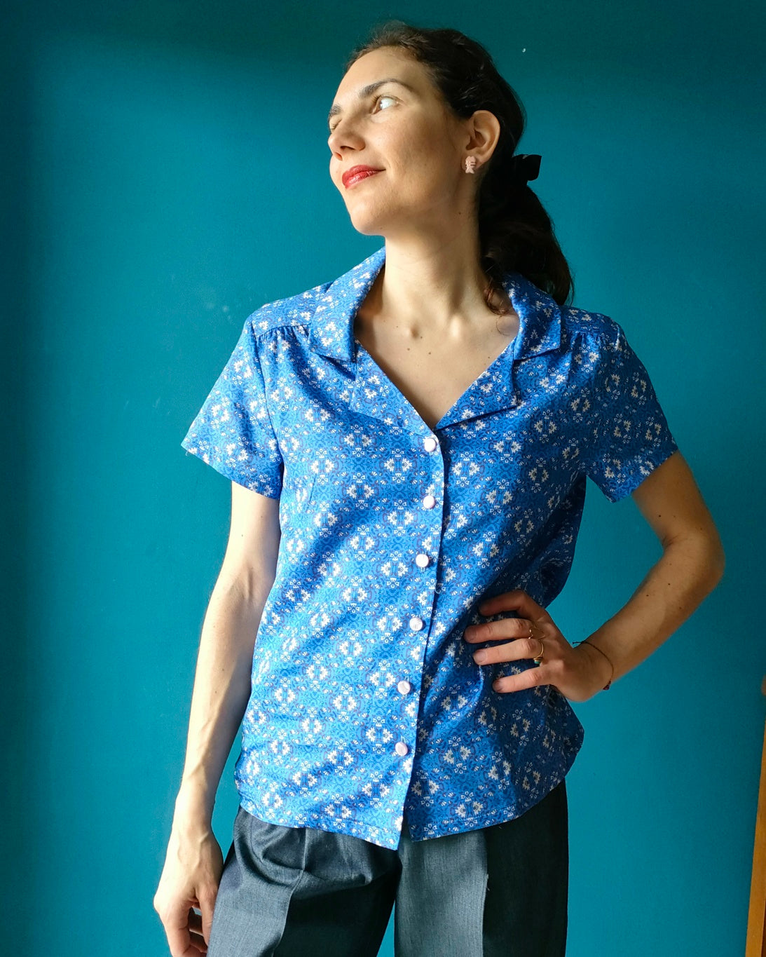 Camicetta Marilyn fantasia azzurra