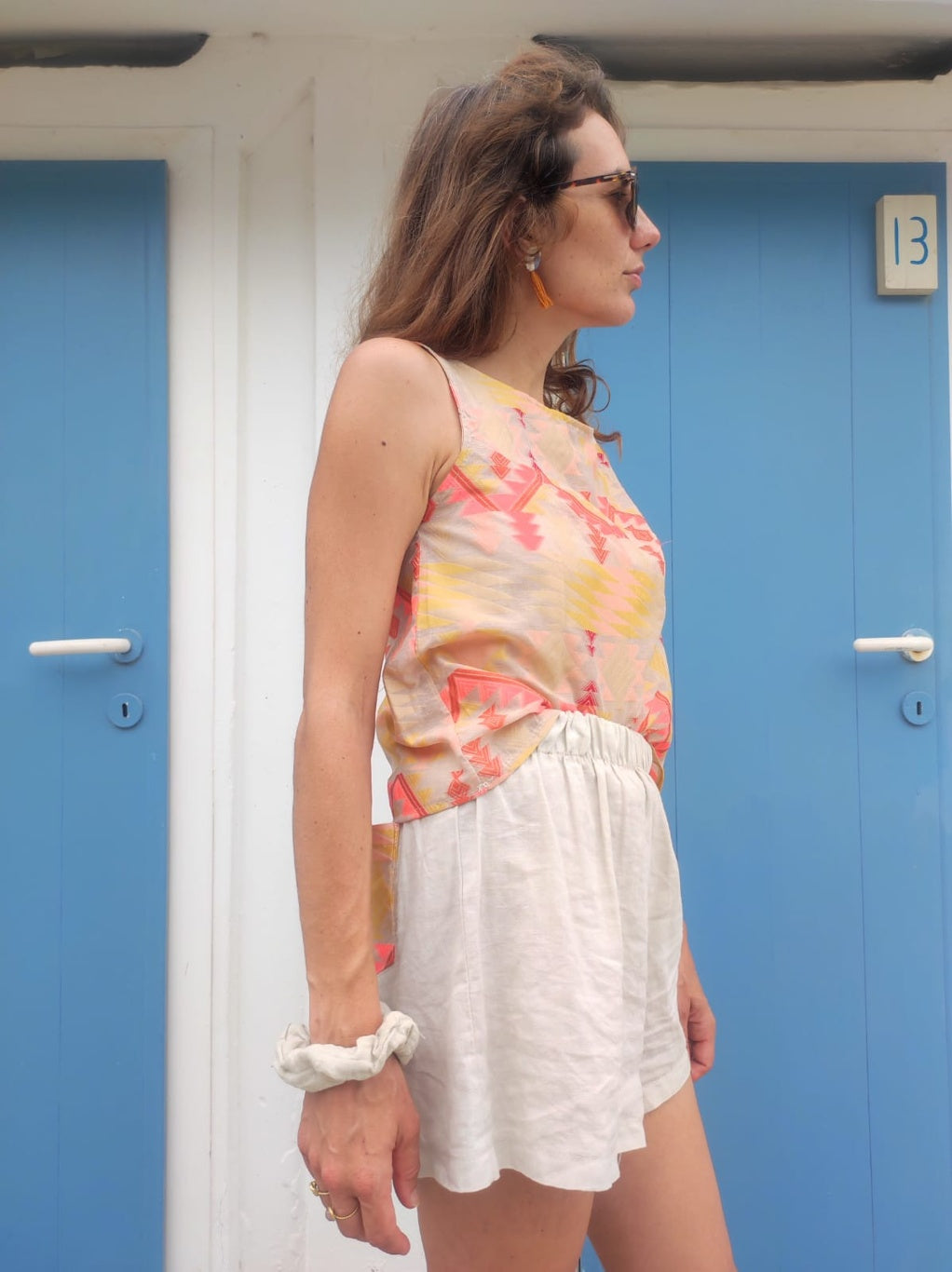 Shorts in lino sabbia