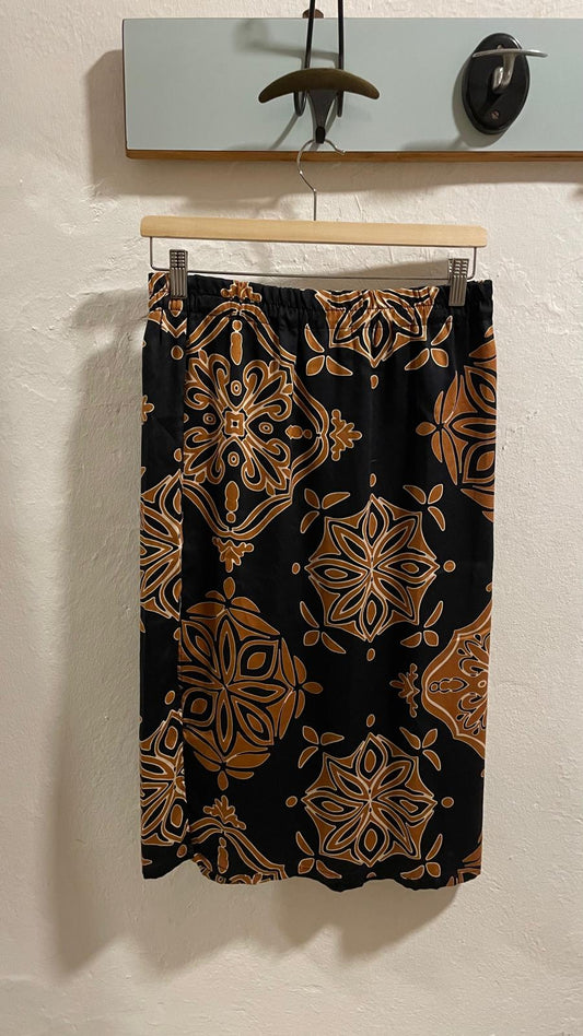 Gonna con elastico nera fantasia etnica