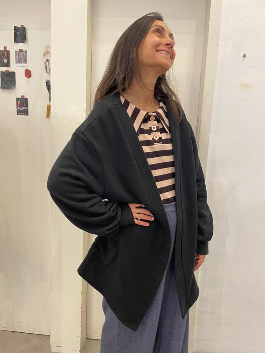Maxi cardigan Anita caldo cotone nero