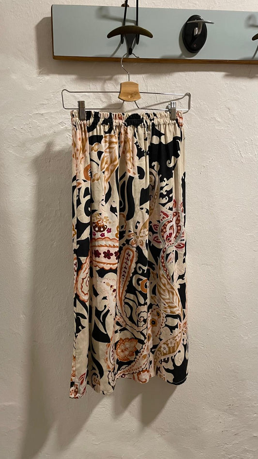 Gonna con elastico midi viscosa fantasia etnica