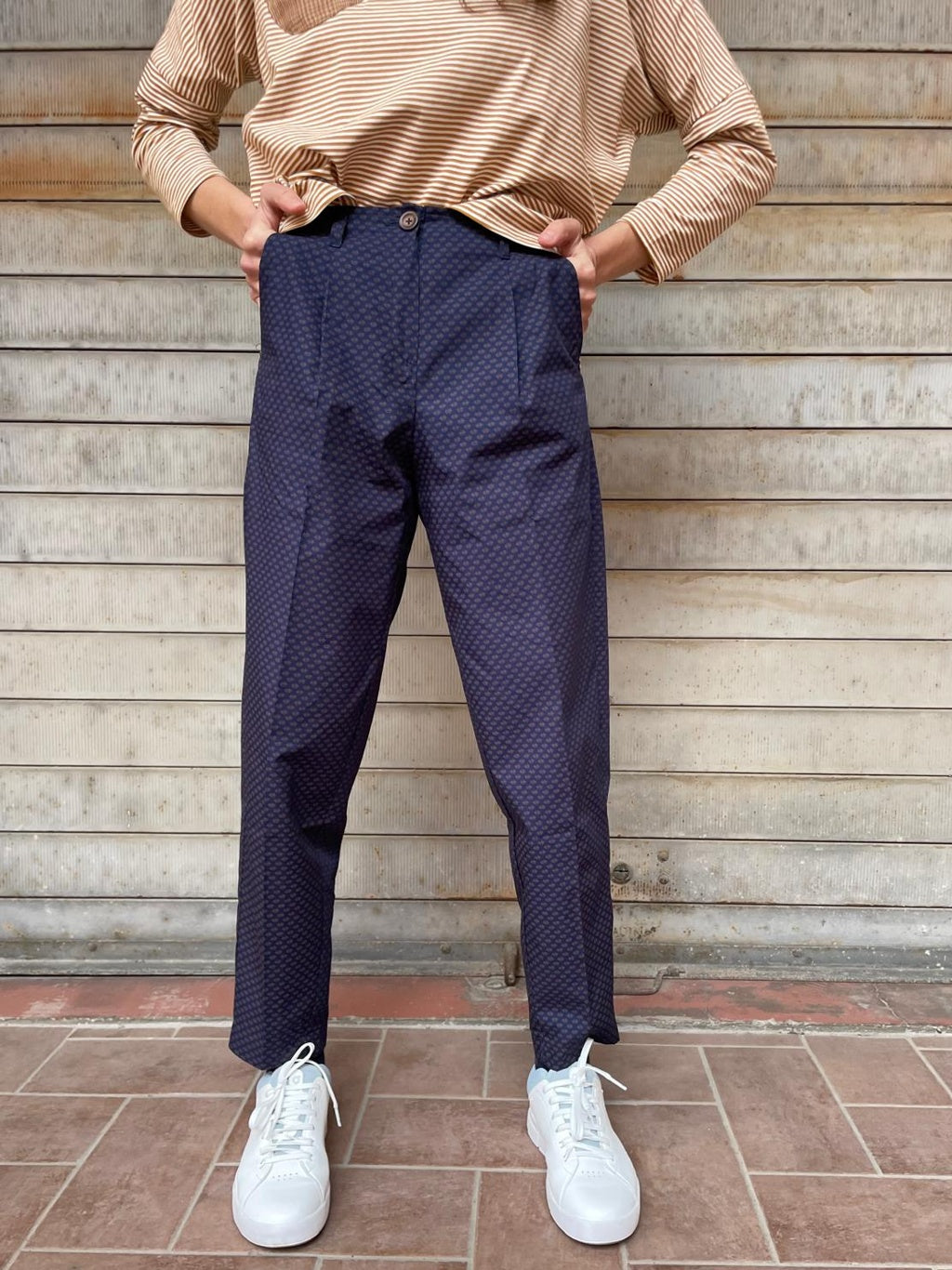 Bonnie popeline di cotone rombi marroni