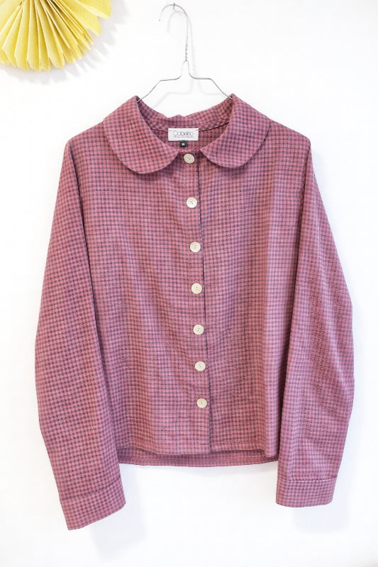 Camicetta Sofia scacco vichy rosa antico in cotone