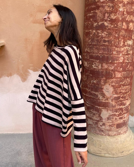 Maglia Ayaka cipria e mascara caldo cotone