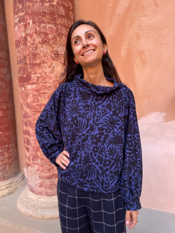 Juliet cotone fantasia fondo blu