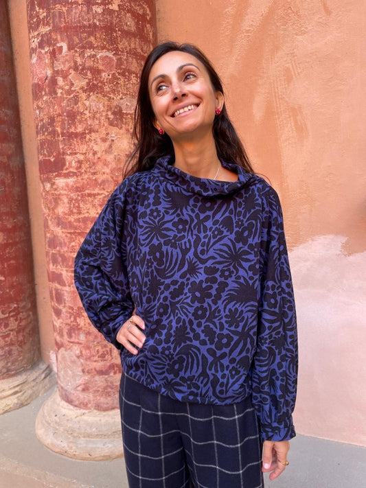 Juliet cotone fantasia fondo blu